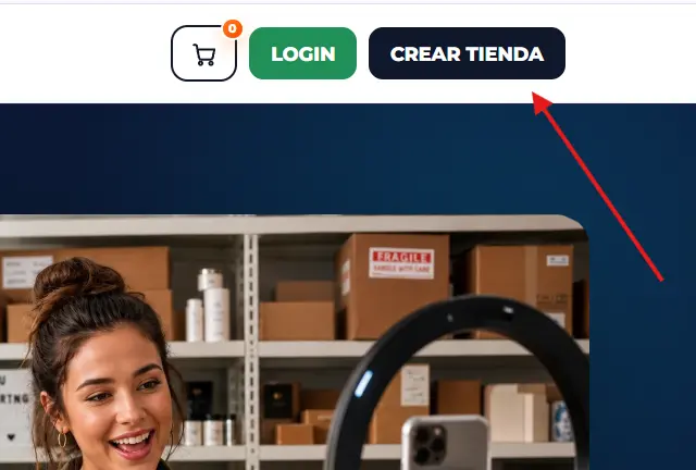 click en crear tienda